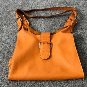 Carla Mancini carry bag. Orange pebble leather.